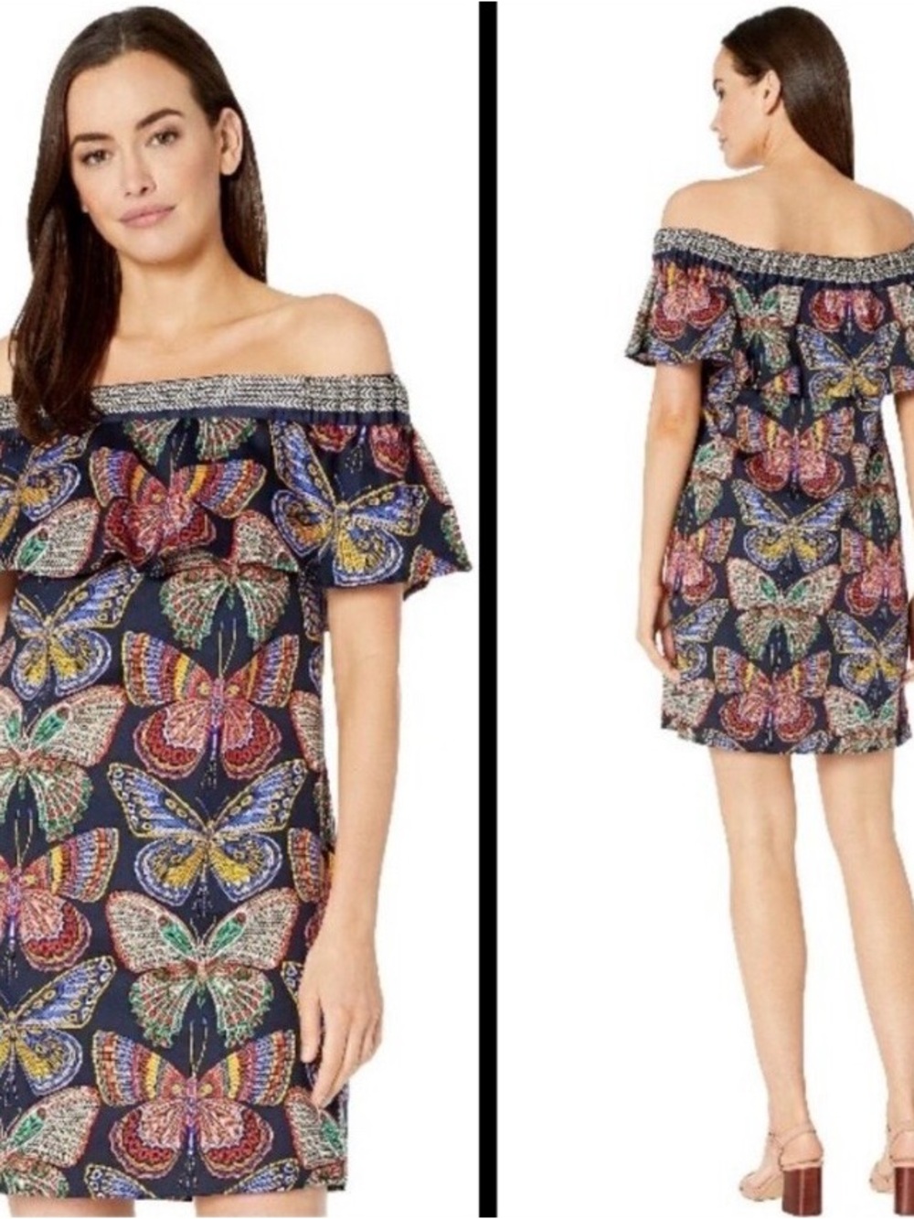 Trina Turk Navy Butterfly Print Dress